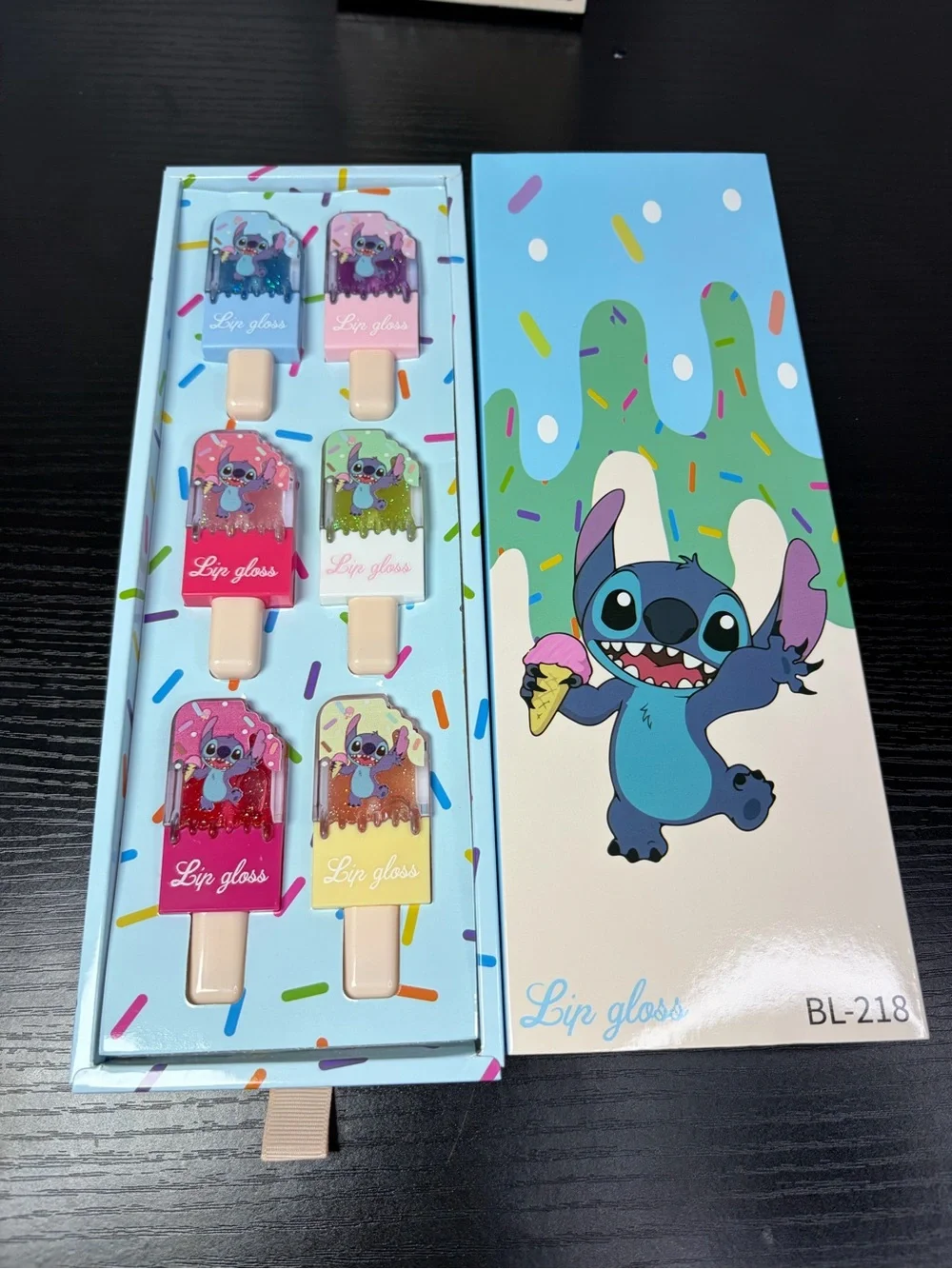 Stitch Lip Gloss with Ice Cream Shaped Bottt - Blue & White